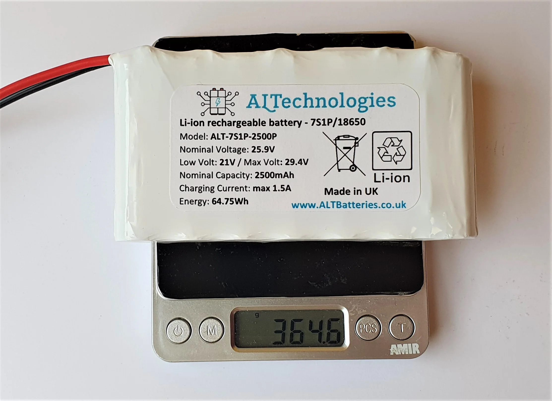 25.9V 7S1P Li-ion/LiPo Battery Pack -  for 24V Lithium application, RC car, drone, bait boat, flashlight etc - Image 7