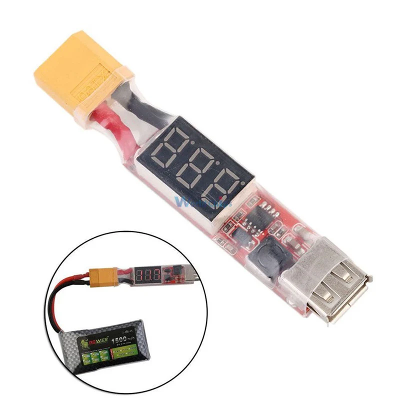 LiPo Li-ion Battery Voltmeter Converter XT60 to USB 5V 2A Charger / Adapter LED display voltmeter indicator - Image 8