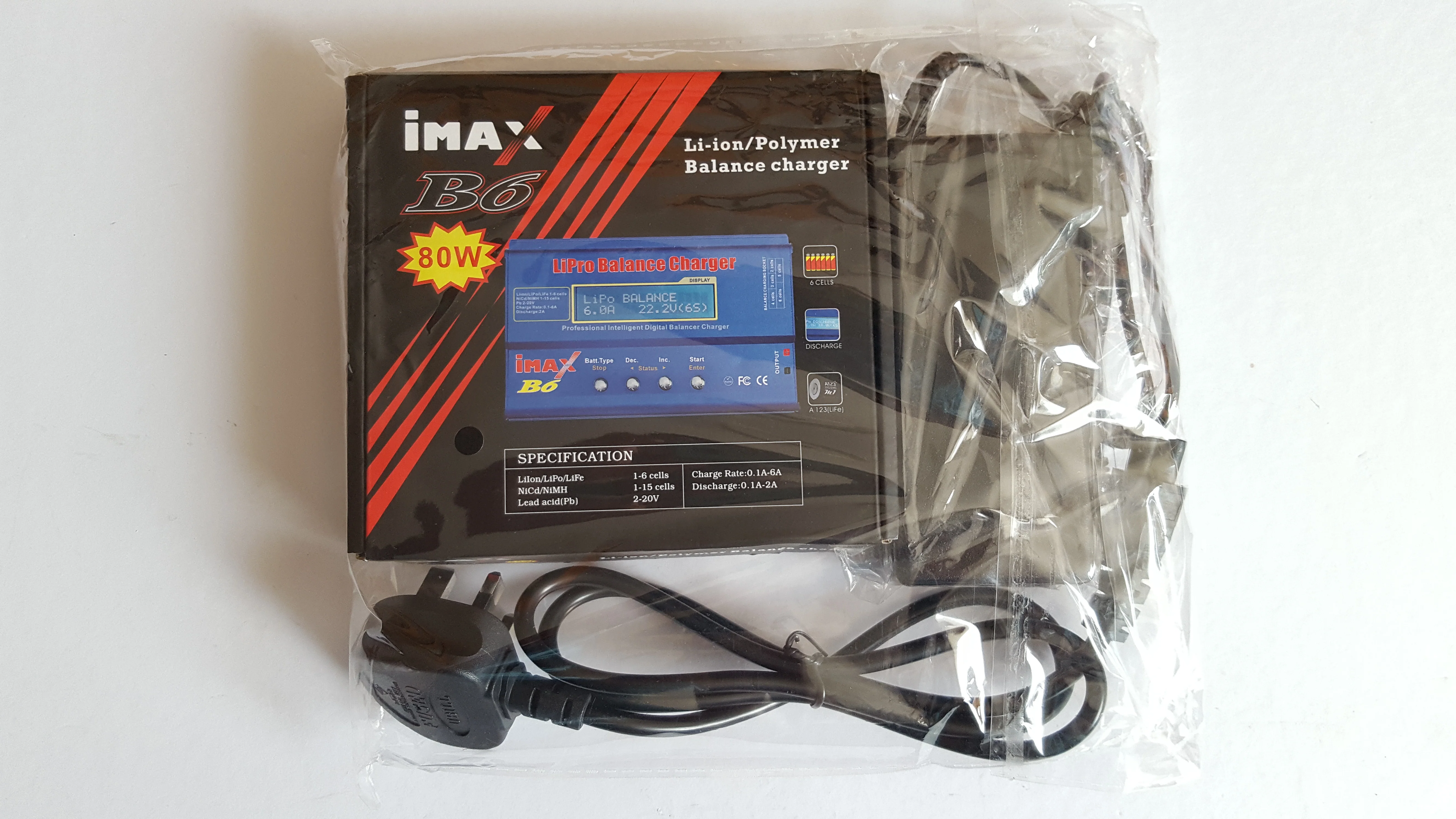 iMAX B6 80W RC Lithium Battery Balance Charger (Lipo Li-ion LiFe NiMh) Digital RC Balance Charger/Discharger + 15V 6A Adapter - Image 9