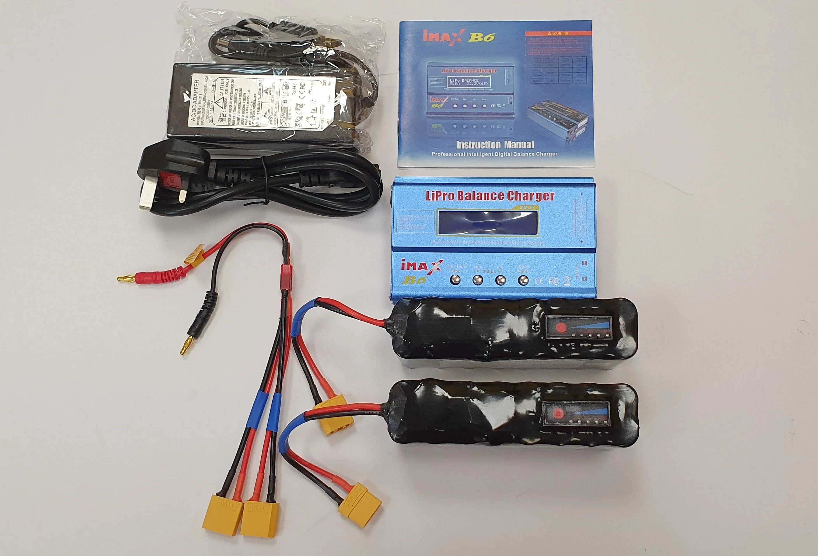 iMAX B6 80W RC Lithium Battery Balance Charger with Dual XT60 split cable - Digital RC Balance Charger/Discharger + 15V 6A Adapter - Image 4
